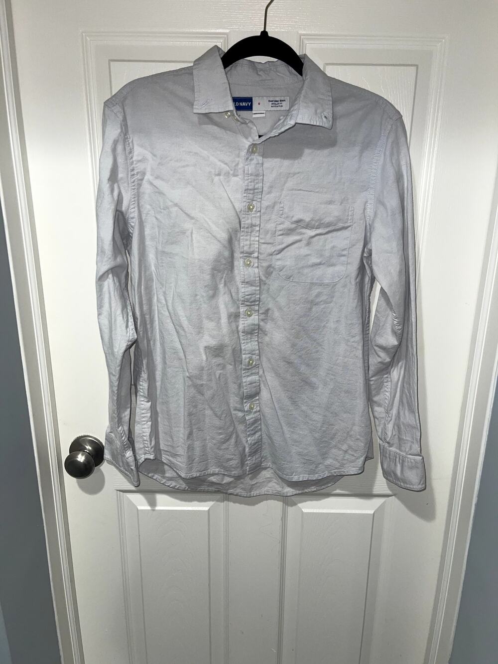 Old Navy Light Gray/Blue Everyday Oxford Long Sleeve Shirt